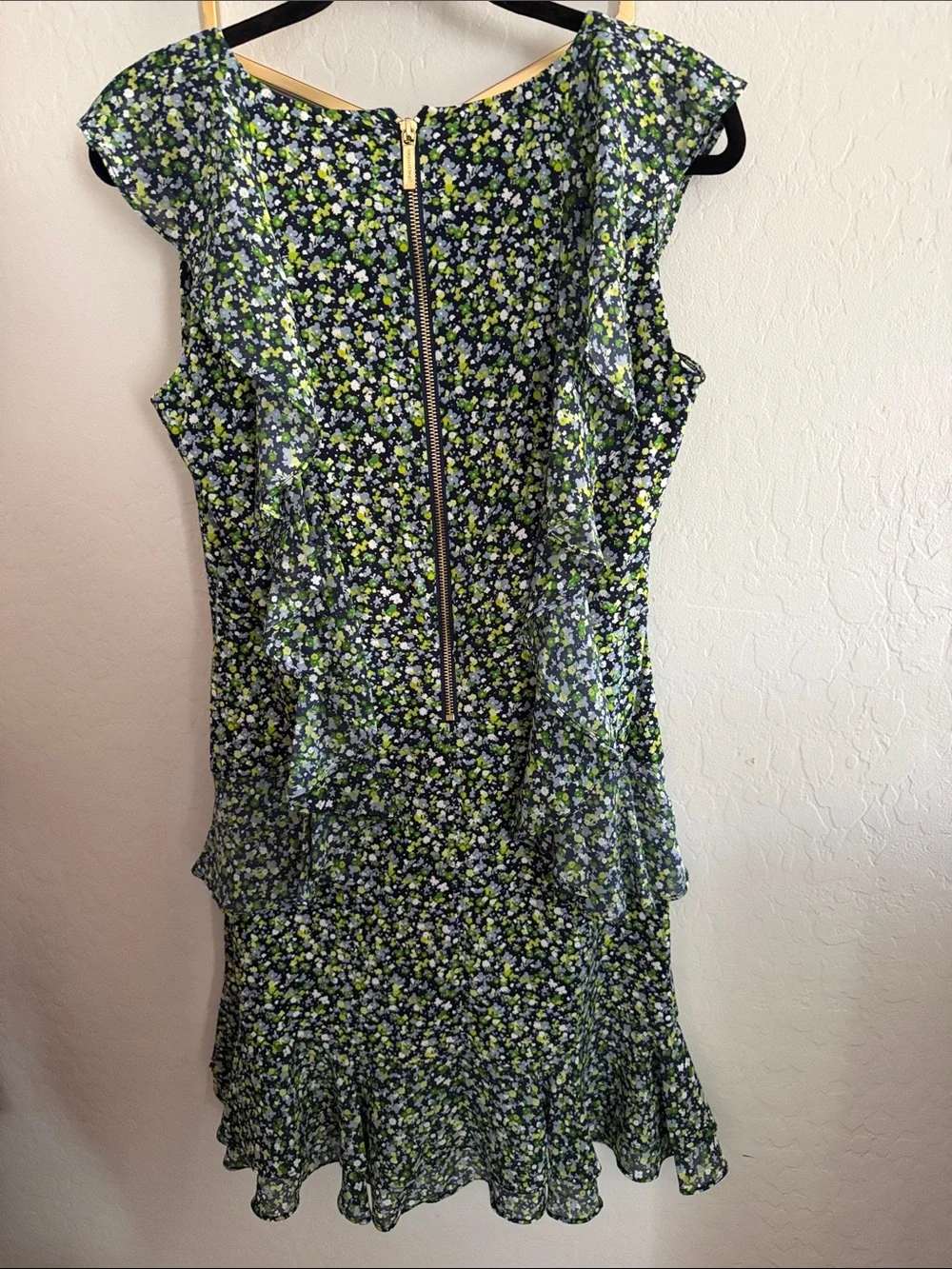 Michael Kors Navy Dress with Green & White Floral Print